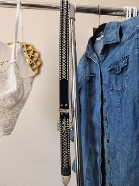 Studded Black Rhinestone Western Belt